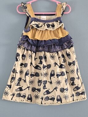 Ruffled Safari Print Little Girl Dress 4-5 Years